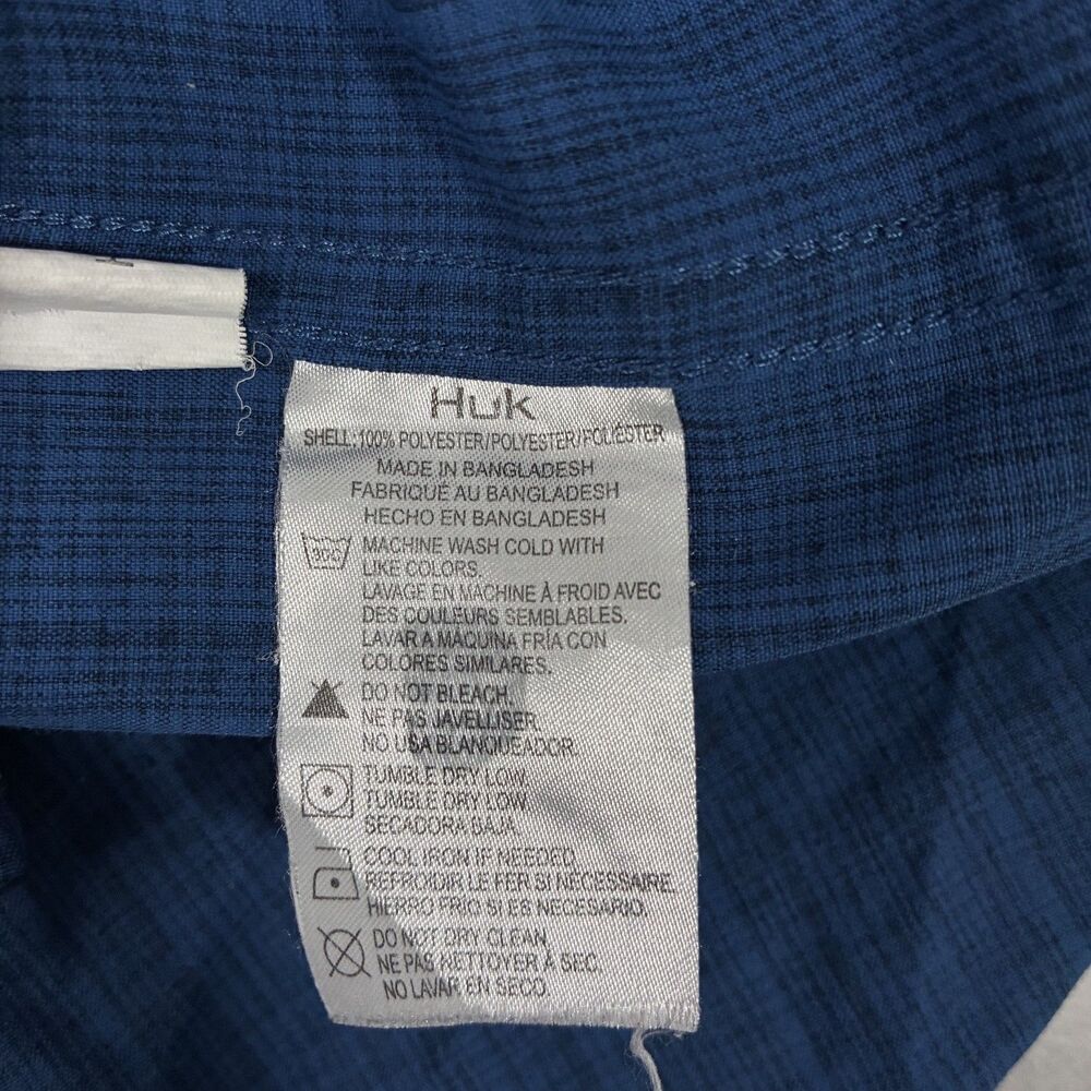 Huk Fishing Men's XXL Blue Polyester Short Sleeve Lightweight Button-Front Shirt - Picture 6 of 7
